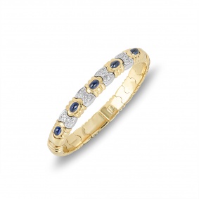 Yellow & White Gold Sapphire & Diamond Cuff Bangle